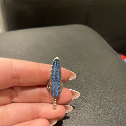 Elegant Silver and Blue Feather pin