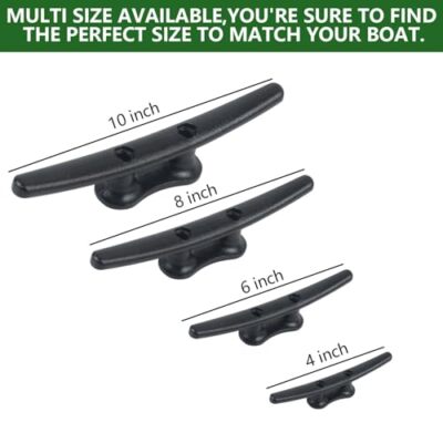 BALAVA 8 Inch Boat Cleats,Electrophoretic Coated Black Dock Cleats, Rope Cleats, Boat Dock Cleats For Marine Deck Nautical Decor Piers For Tying Up Boats,Hardware Not Included(2Pack