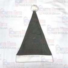 100% MADE IN USA Fleece Dark Gray Santa Hat NOT FELT