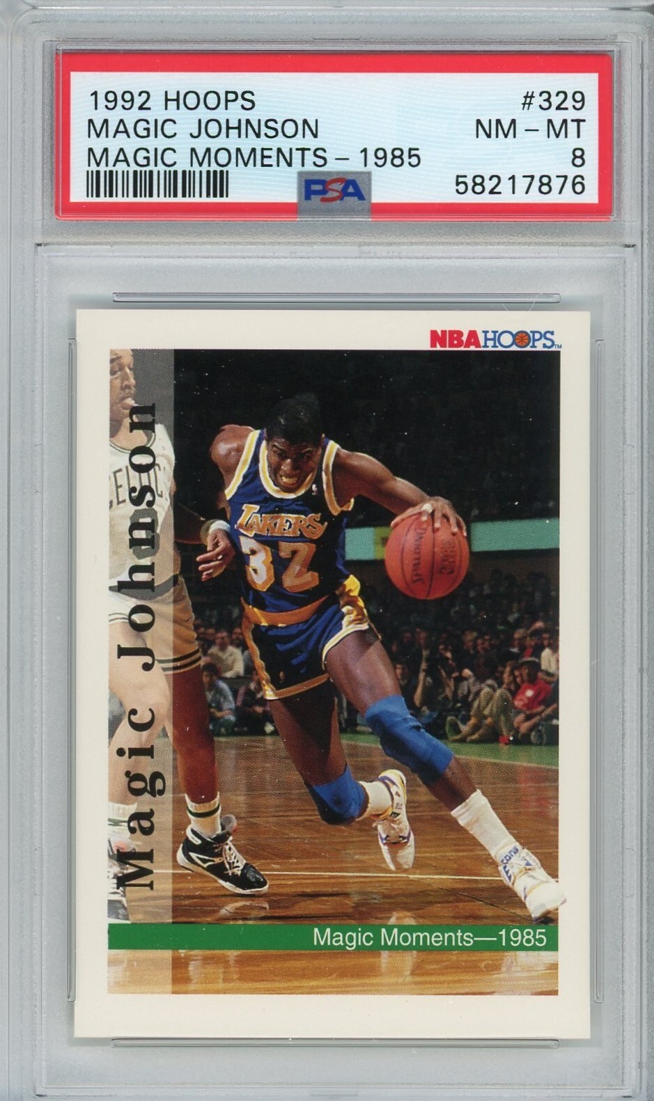 1992 Hoops #329 Magic Johnson Magic Moments-1985 PSA 8