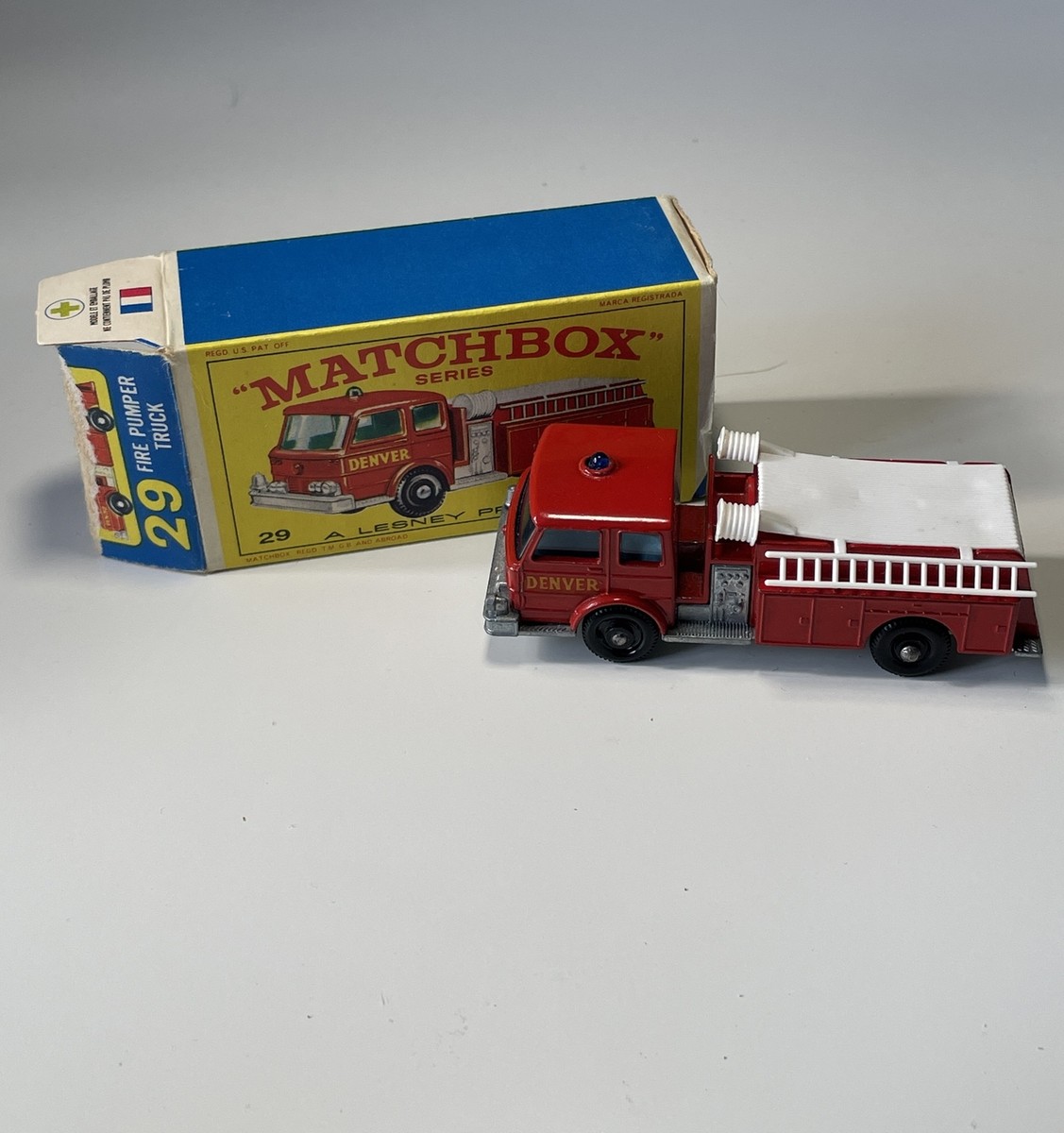 マッチボックス No.29 FIRE PUMPER TRUCK レズニー Matchbox Series Lesney #29 Fire Pumper Truck w/box unused