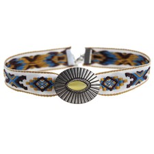 UK Lady Ethnic Choker Necklace Retro Jacquard Metal Indian Design Boho Jewelry