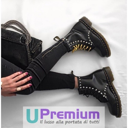 Dr. Martens Nero Borchie Argento [Prodotto Personalizzato] Scarpe ORIGINALI  100% | eBay
