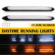 2X DRL LED Headlight Strip Light Daytime Running Sequential Turn Signal Amber US