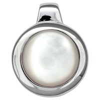 AnhäNger KettenanhäNger 925 Sterling Silber Rhodiniert Rund Mit Perlmutt Weiß V