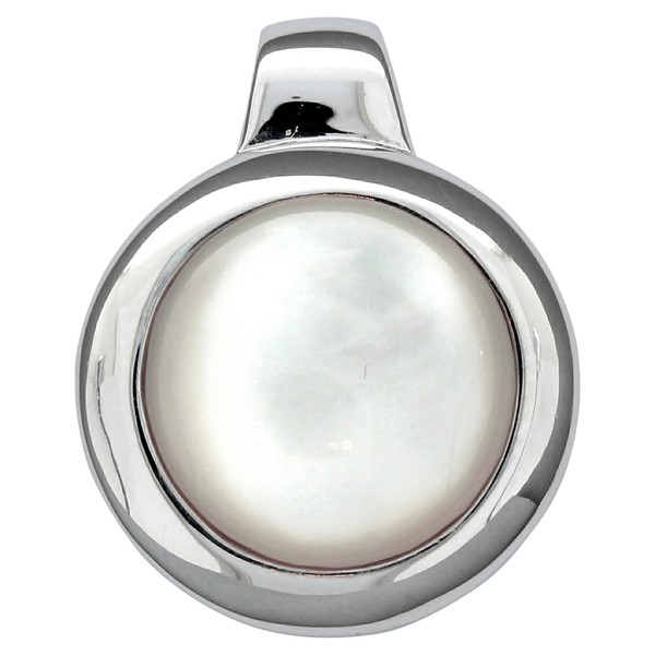 AnhäNger KettenanhäNger 925 Sterling Silber Rhodiniert Rund Mit Perlmutt Weiß V-image