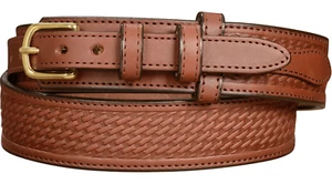 Medium Brown Basket Weave Ranger Belt with Small Stitching Quality USA Handcraft