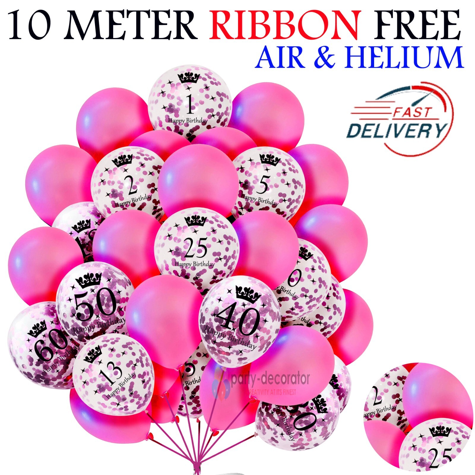 PINK BLUE Age Birthday Balloons 16th 18th 21st 30th 40th Birthday