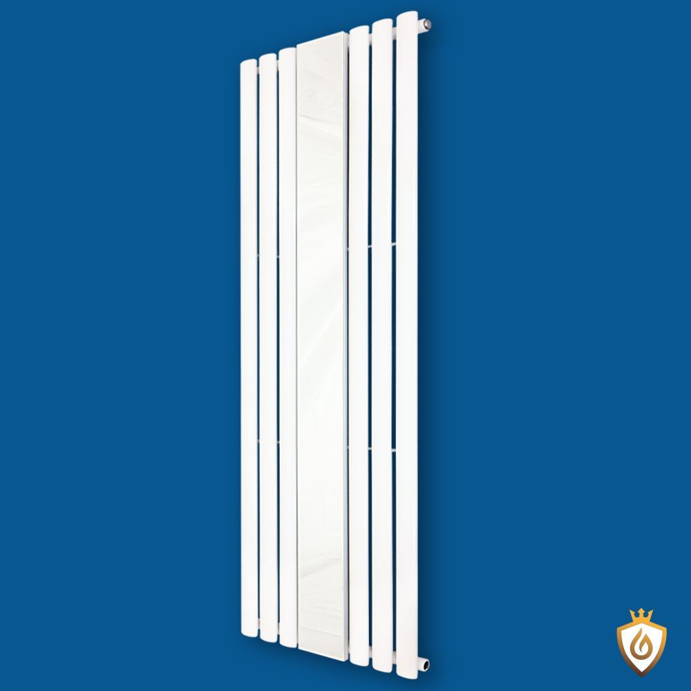 White Mirror Radiator Designer Oval Tube Vertical 499mm x 1800mm 3953 BTUs