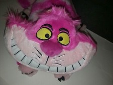 Disney Store Cheshire Cat Plush Alice in Wonderland 18 inch Pink Striped Smiling