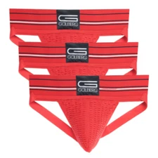 Golberg Men's Athletic Supporter Jock Strap 3 Pack - Premium Material Soft Cup