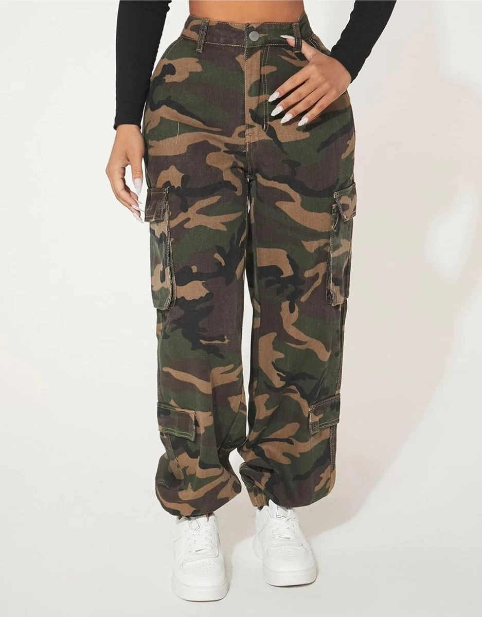 Shein SXY Camo Print Flap Pocket Side Cargo Jeans Size L | eBay