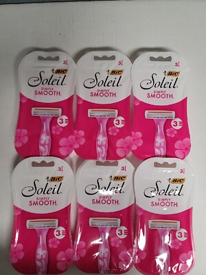 6 Packages Bic Soleil Simply Smooth 3 Blade Disposable Razors 3 Count Each NEW