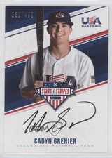 2018 Panini USA Baseball Stars & Stripes Black Ink 30/499 Cadyn Grenier Auto 2m4