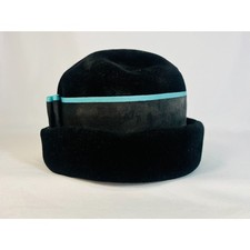 Vintage Union United Hatters Cap Millinery Workers Black Turquoise Hat