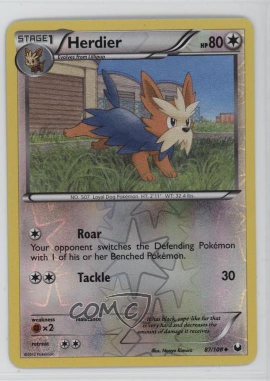 Herdier Reverse Foil Pokemon Black & White Dark Explorers #87