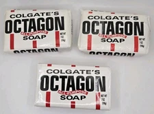 3 Vintage Colgate Octagon All-Purpose Soap Bars 7 oz Colgate-Palmolive Laundry