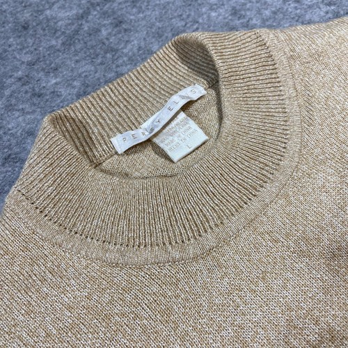 Perry Ellis VTG Tussan Silk Blend Ribbed Beige Mockneck Pullover Mens Size Large - Picture 5 of 16