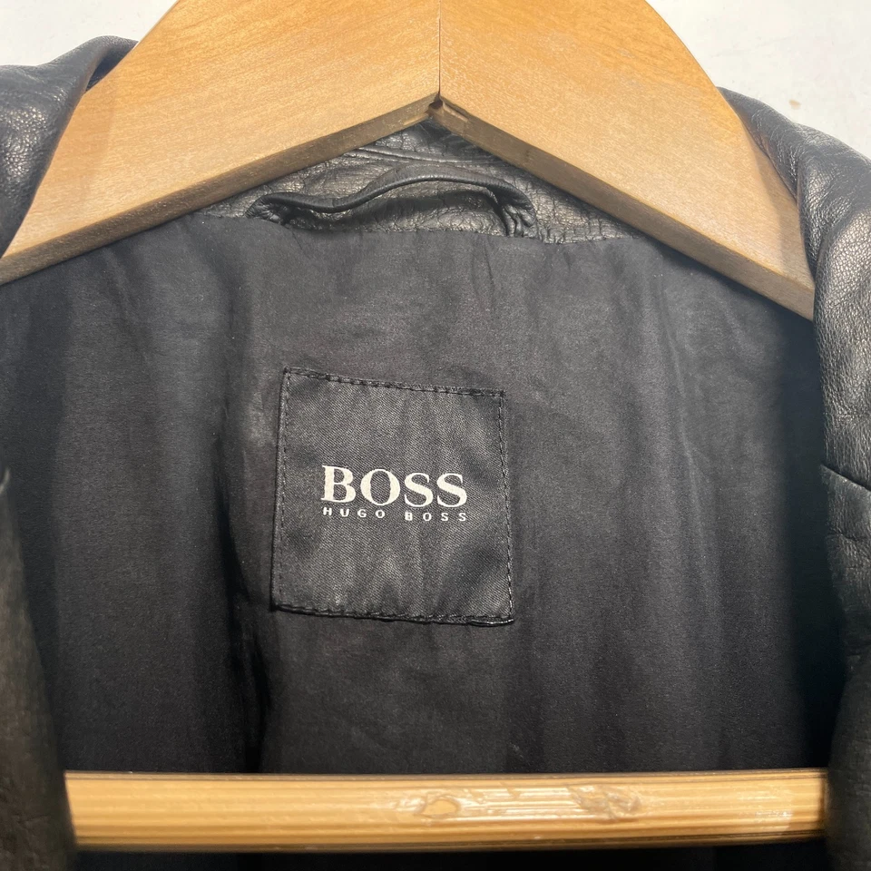 Hugo Boss Leather Jacket Blazer Mens 44" (Eur 54) Black Cutes Lamb Leather - Image 3 of 4