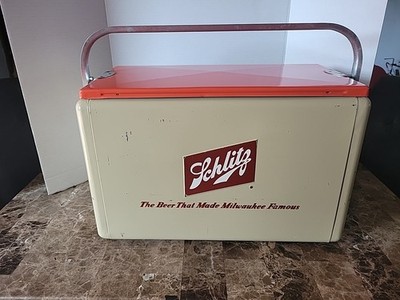 未使用/ビンテージ★コカコーラ ホリデー ビレッジ ファイヤー ハウス★ VTG) 1950s Schlitz Beer Cronstroms Metal Beer Cooler Cans Bottles