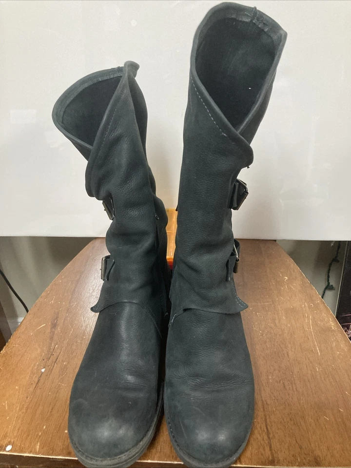 Coolway Alida Biker Pirate Boots Women size 41 US 10 Black Leather Made in Spain - Image 3 of 4