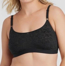 NEW Auden Women's Lace Lightly Lined Scoop Neck Bralette Black Size Medium