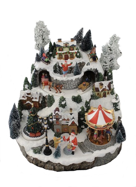 Winterszene Mit Beleuchtung + Musik, Karussell, Weihnachtsbaum, Figuren-image