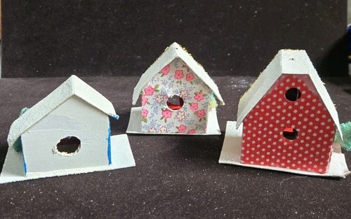 PUTZ Christmas Village 3 Houses Miniature Vintage 1950s Japan Bottle Brush Trees - Picture 5 of 8