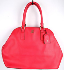 Tory Burch Robinson Open Domed Red Satchel Bag Saffiano Leather Handbag