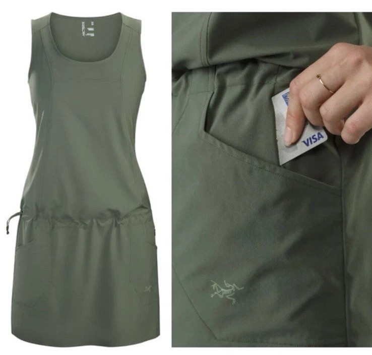 ARC'TERYX Arc’teryx Vestito Donna Contenta Senza Maniche Vita Caduta Leggero Verde XL