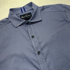 Robert Graham Tailored Fit Button Down Long Sleeve Shirt Men M Blue Design