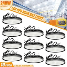 12 Pack  Led High Bay Light 240W Industrial Warehouse Shop Lamps Dimmable ETL