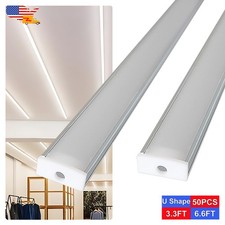 3.3FT/1M 50Pack U Type Led Aluminum Profile With Milky Cover For Led Strip Light