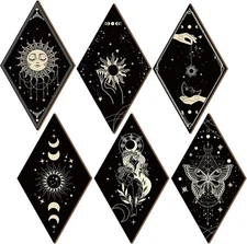 Sintuff 6 Pieces Boho Wall Decor Sun Moon Phases Art Gothic Minimalist... 