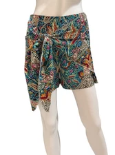 Vintage Boho Silk Print Sarong Skort – Size S