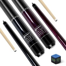 Pool Cues Set of 2, 58" 2-Piece Pool Sticks for Adults w/ 13mm Tip & Imitatio...