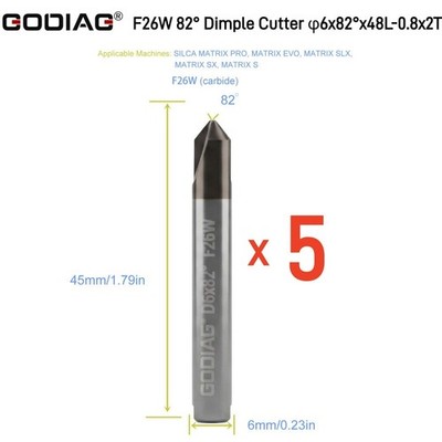 GODIAG F26W 82° Dimple Cutter φ6x82°x48L-0.8x2T For SILCA MATRIX PRO, MATRIX EVO