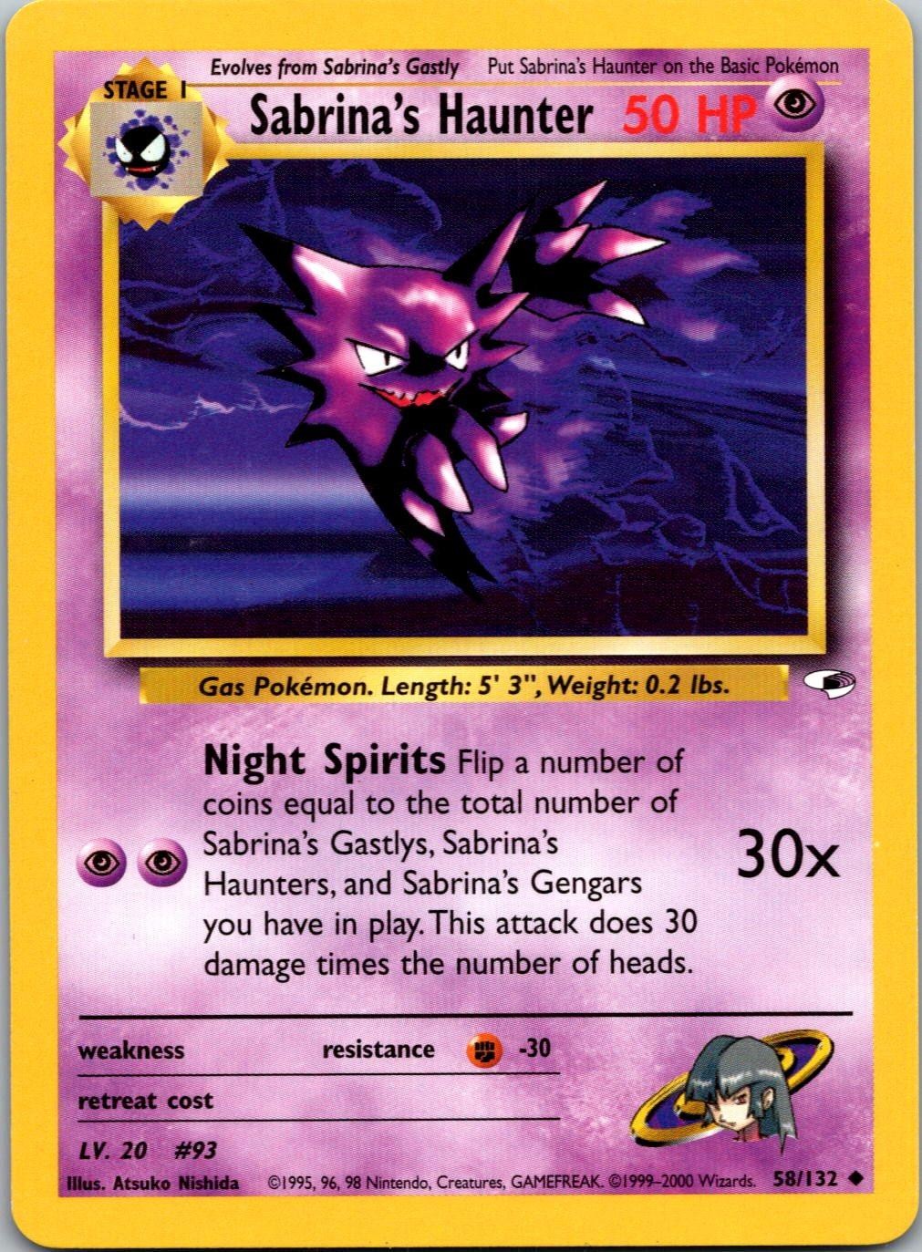 Uncommon Near Mint Sabrina's Haunter 58/132 Gym Heroes Pokemon Unlimited