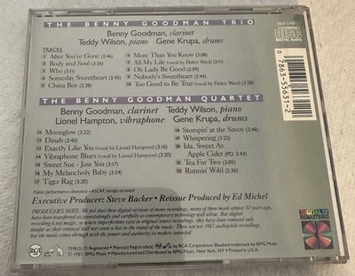 BMG Benny Goodman Trio & Quartet Sessions Vol 1 CD 1987 Remastered 5631-2-RG
