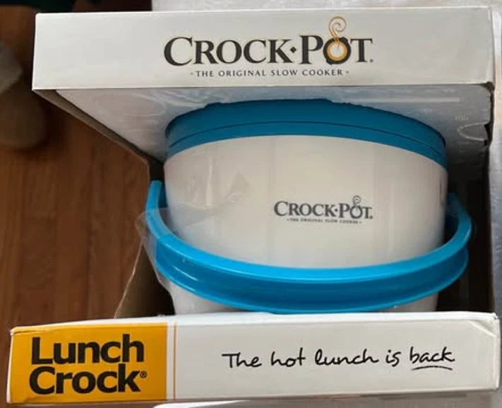 Crock-Pot Lunch Crock 20 oz Electric Food Warmer, White & Blue New In Box