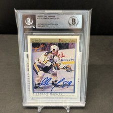ALEXANDER MOGILNY ~ SIGNED 1990-91 OPC Premier Rookie Card RC #75 ~ BAS Auto. rookie card picture