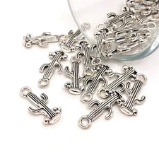 Silver Saguaro Cactus Charms, 29x9mm - US Seller