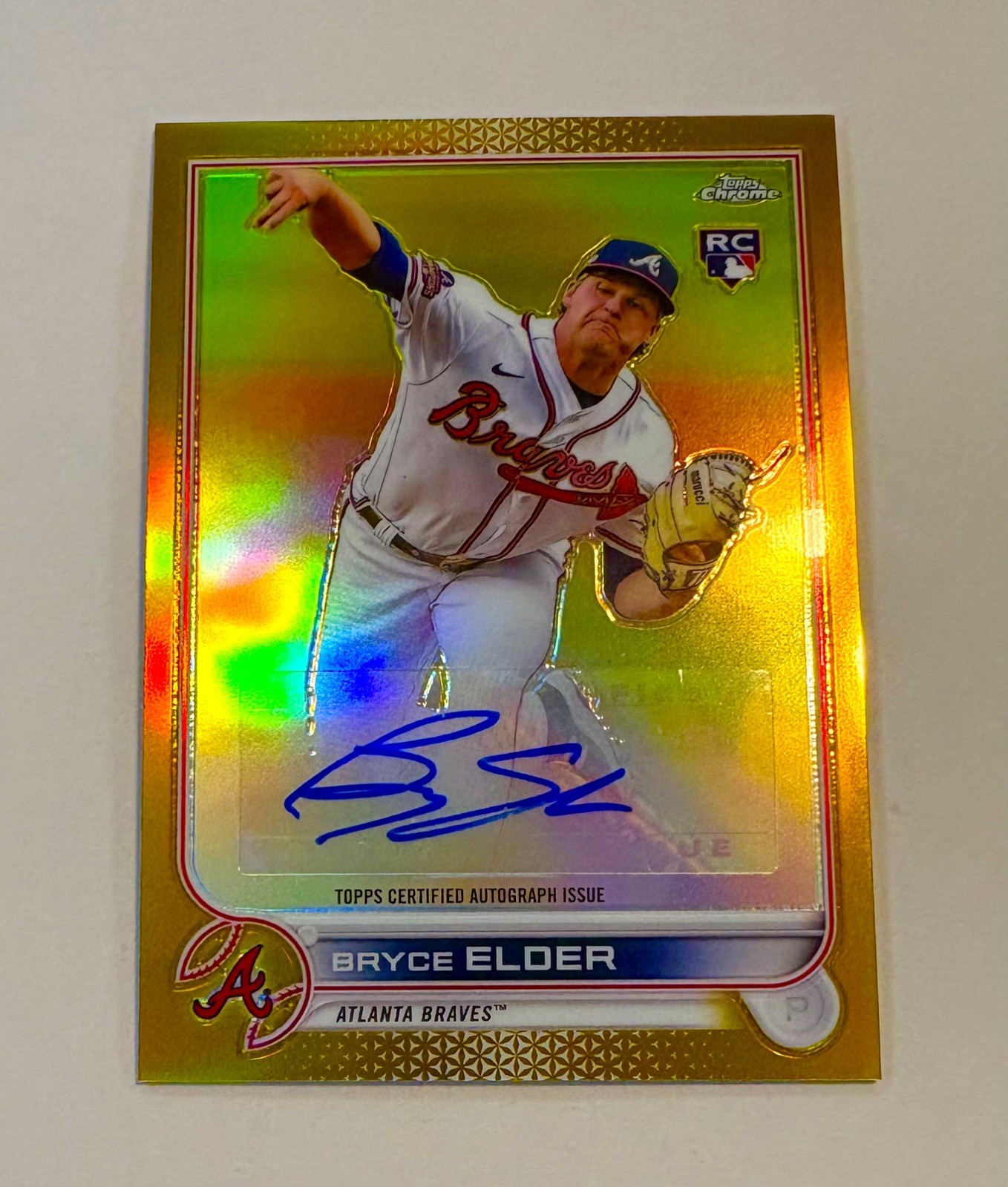Bryce Elder 2022 Topps Chrome Update GOLD REFRACTOR AUTO RC/50 Braves Rookie 