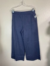 NEW C&C California Wide leg Pants Women Size Medium Indigo Cropped 25" lagenlook