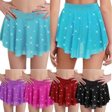 Kids Girls Dress Performance Dancewear Elastic Waistband Skirts Glittery Dance