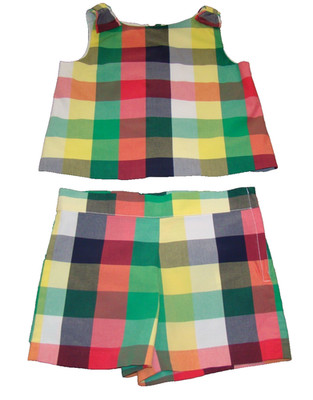 Janie and Jack Girls Size 8 Midsummer Garden Plaid Top Shorts Outfit 2 piece