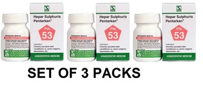 Hepar sulphuris Pentarkan Tablets   Pimples & Skin Support   Pack of 3 × 20 g
