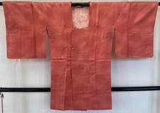 Japanese Vintage Kimono Michiyuki Jacket Silk Pink Traditional Authentic 35in