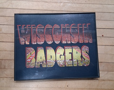 #ad #ad Wisconsin Badgers Stadium Typography Framed Football Photo Print $16.02