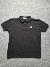 Moncler Men Polo Shirt Sz S Black Short Sleeve Classic Logo Patch Slim Fit Shirt